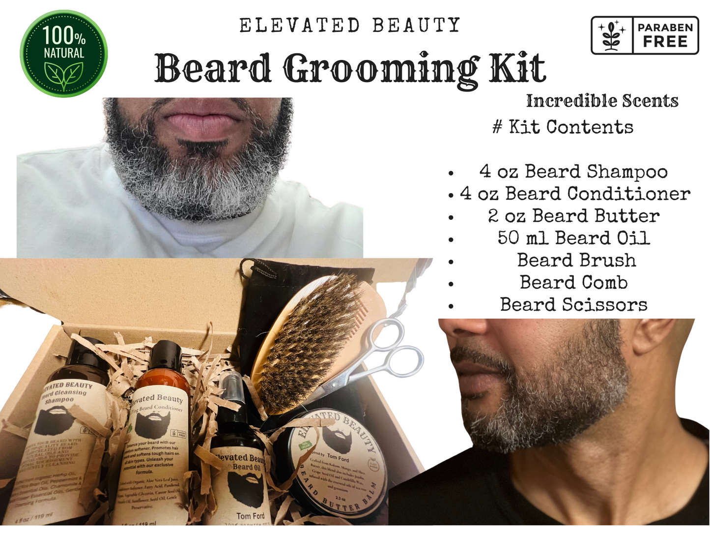 Elevated Beard Kit with Brush/Comb Combo - Elevated Beauty
